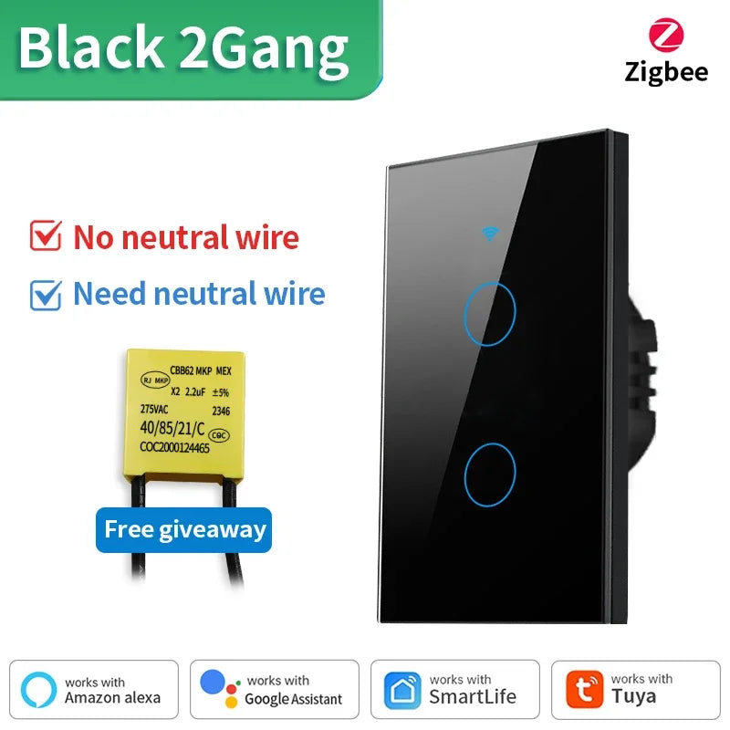 Interruptor Inteligente TNCE Tuya WiFi+Bluetooth/Zigbee - Sem Fio Neutro