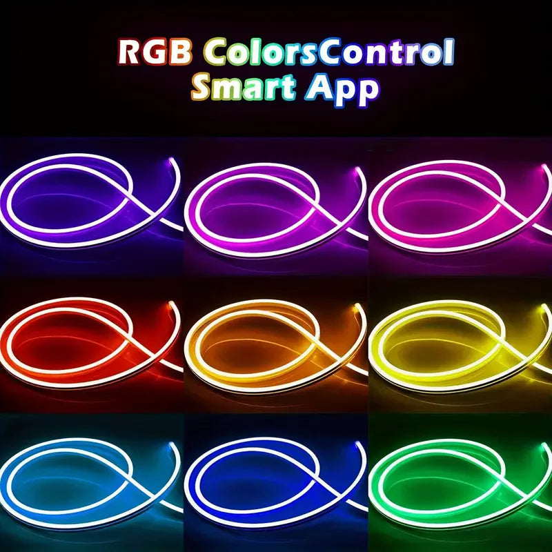 Fita de LED Neon RGB à Prova D'Água 30M DC24V com Sincronização Musical e Controle por App/Controle Remoto
