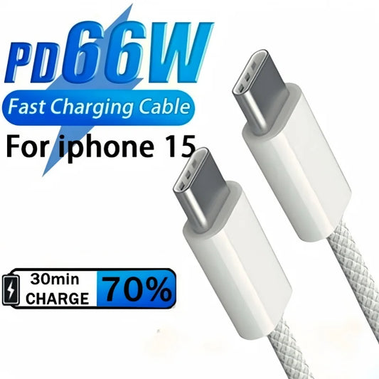 Cabo USB-C para USB-C 60W - Carregamento Rápido e Durável