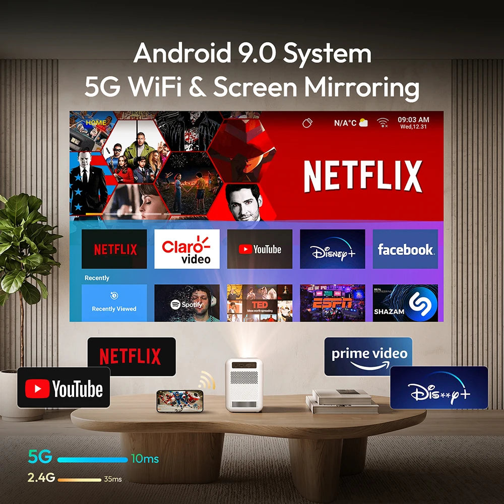 Projetor BYINTEK LOVE U4 4K Smart - Mini Home Theater com Android e WIFI