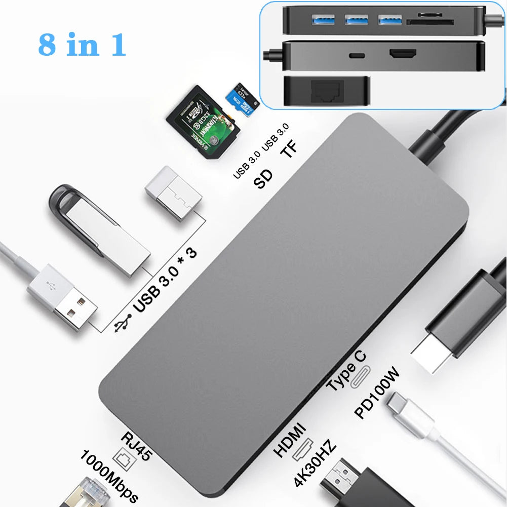 Estação de Docking USB 3.0 Type C com HDMI 4K e Adaptador Ethernet