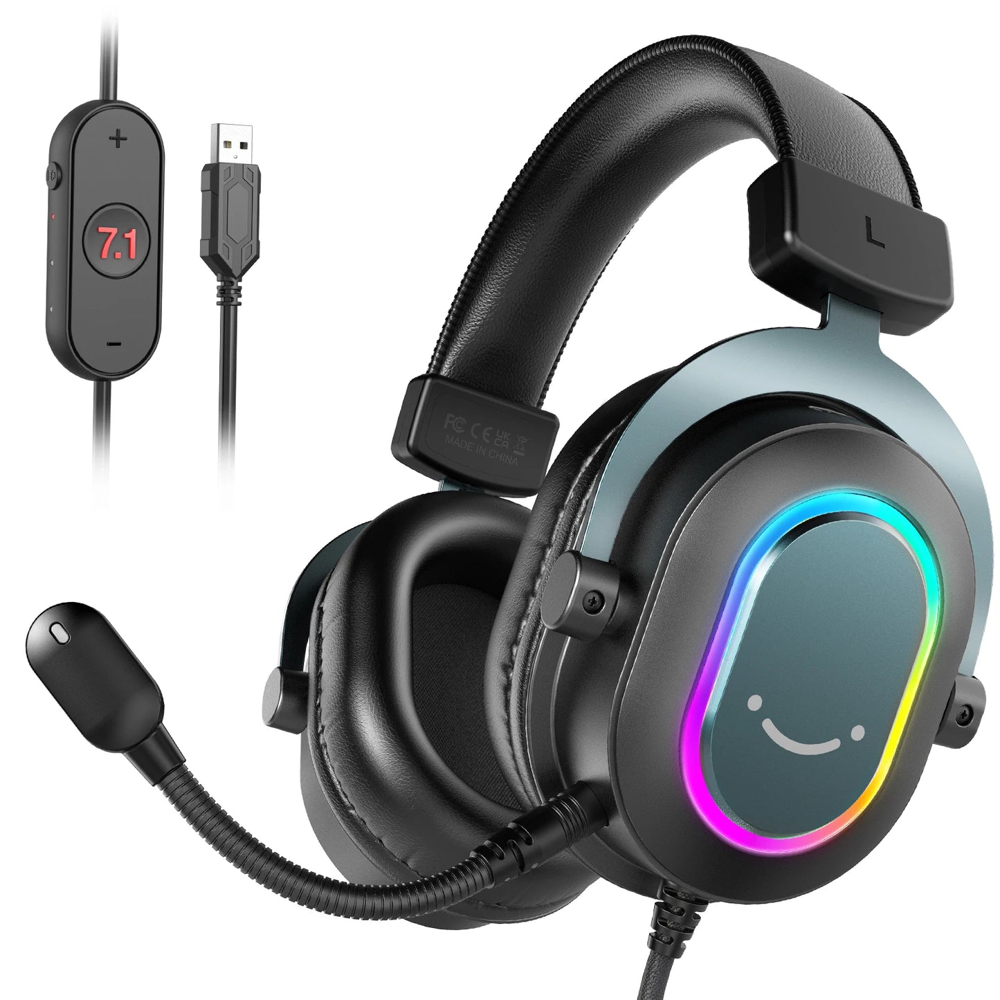 Fone de Ouvido Gamer Fifine RGB com Microfone - Som Surround 7.1