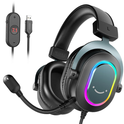 Fone de Ouvido Gamer Fifine RGB com Microfone - Som Surround 7.1