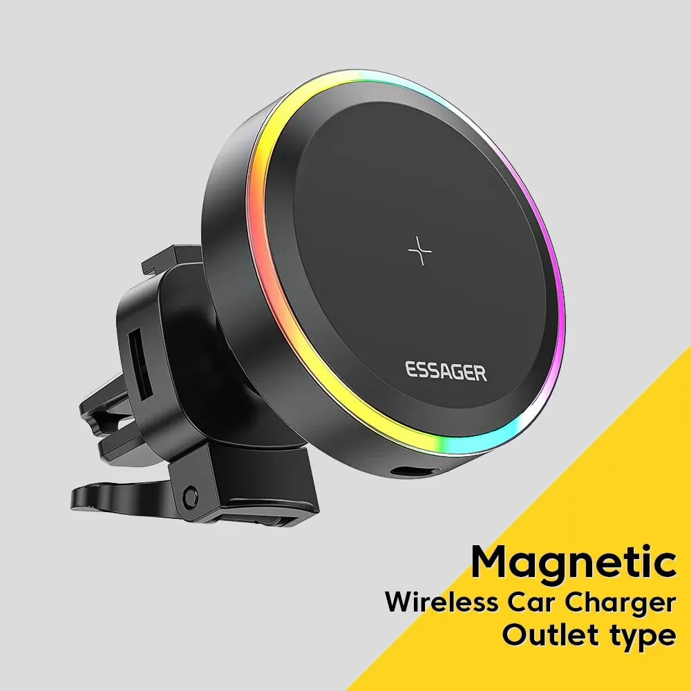 Suporte Magnético para Celular Essager RGB com Carregador Sem Fio Qi 15W