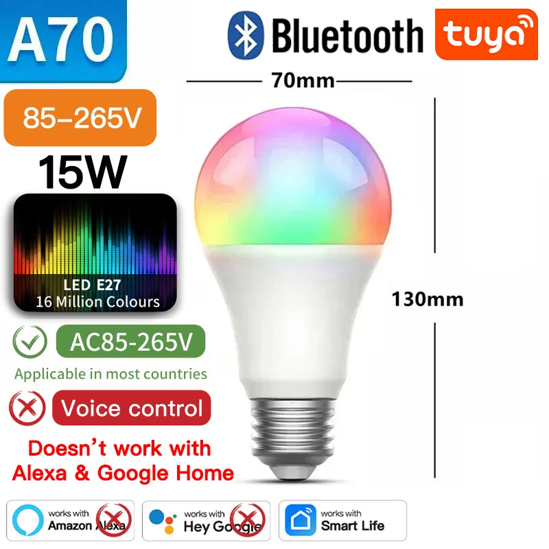 Lâmpada Inteligente TNCE Tuya E27 - Controle Total com Bluetooth, WIFI e Zigbee
