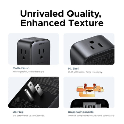 UGREEN Extensor de Tomadas 20W - 4 Tomadas AC, 3 USB-A e 1 USB-C