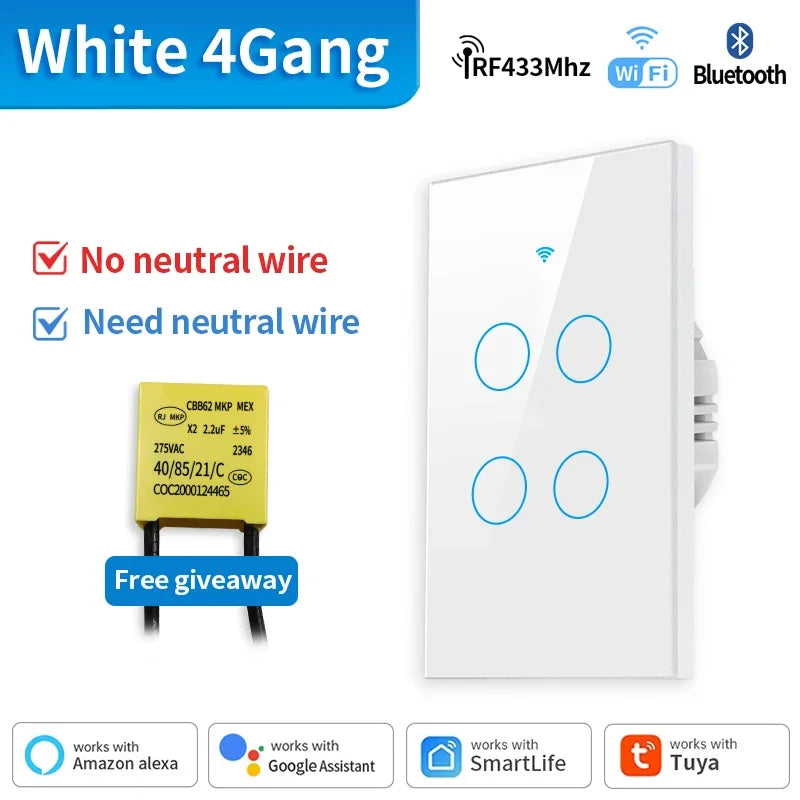 Interruptor Inteligente TNCE Tuya WiFi+Bluetooth/Zigbee - Sem Fio Neutro
