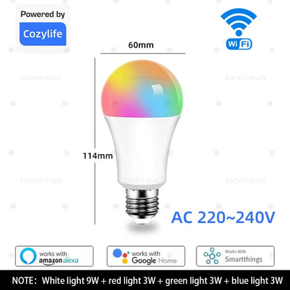 Lâmpada Inteligente WiFi E27 Dimerizável RGBCW 220V