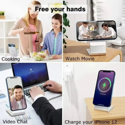 Suporte de Mesa para Celular em Alumínio - Compatível com MagSafe para iPhone 16/15/14/13/12 Pro Max (Sem Carregador Inclusa)
