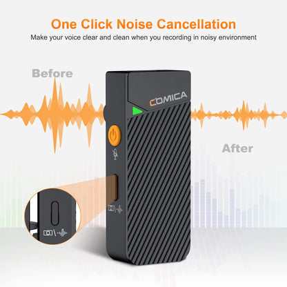 Microfone Lavalier Sem Fio COMICA Vimo C 2.4G com Estojo de Carregamento