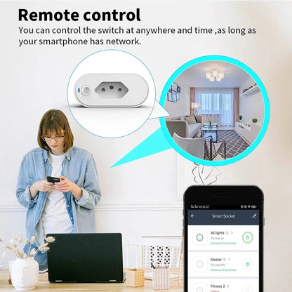 Adaptador de Tomada Inteligente Tuya 16A com Monitoramento de Energia