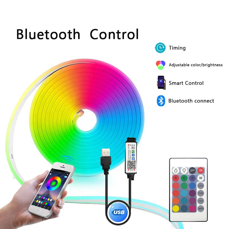 Fita de LED Neon TUYA 5V com Controle por App e Sincronização Musical