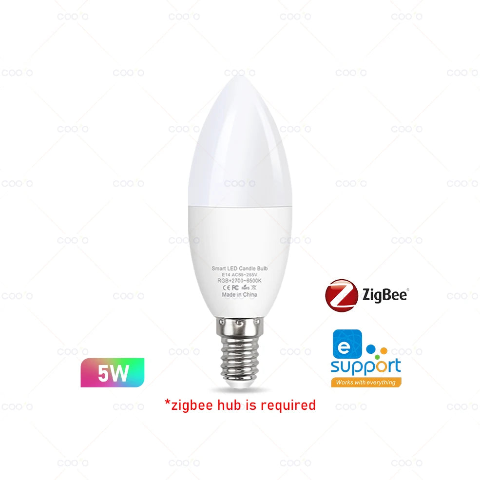 Lâmpada LED Inteligente WiFi Zigbee Dimerizável E27 E14 GU10 RGBCW 3000-6000K