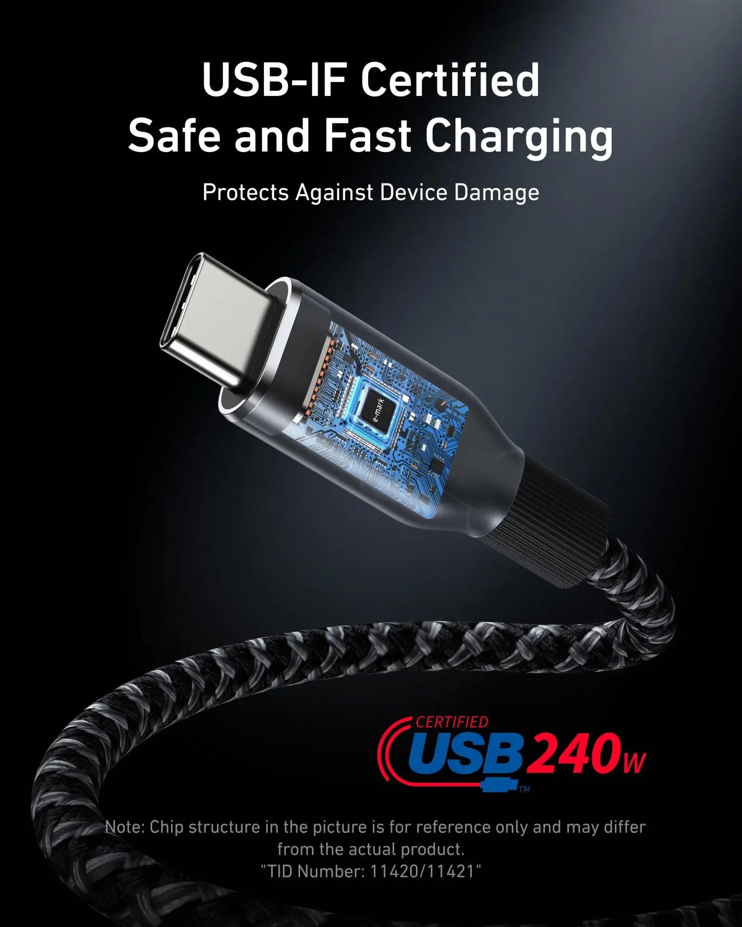 Cabo USB-C para USB-C Anker Prime 240W - 3 pés de Carregamento Rápido
