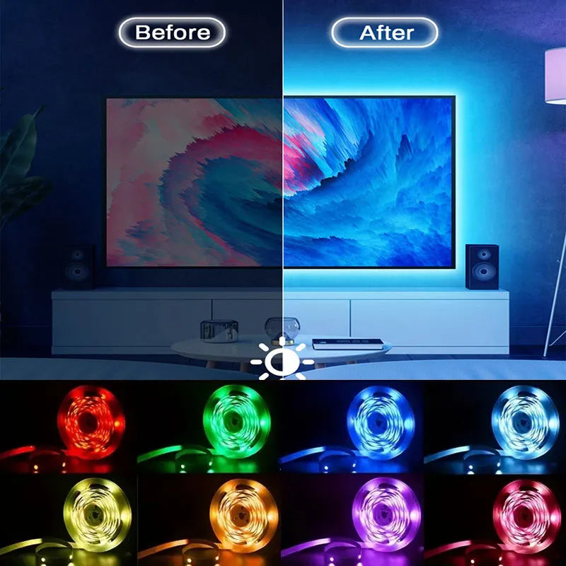 Fita de LED Tuya WiFi RGB 5050 - Iluminação Inteligente para Ambientes