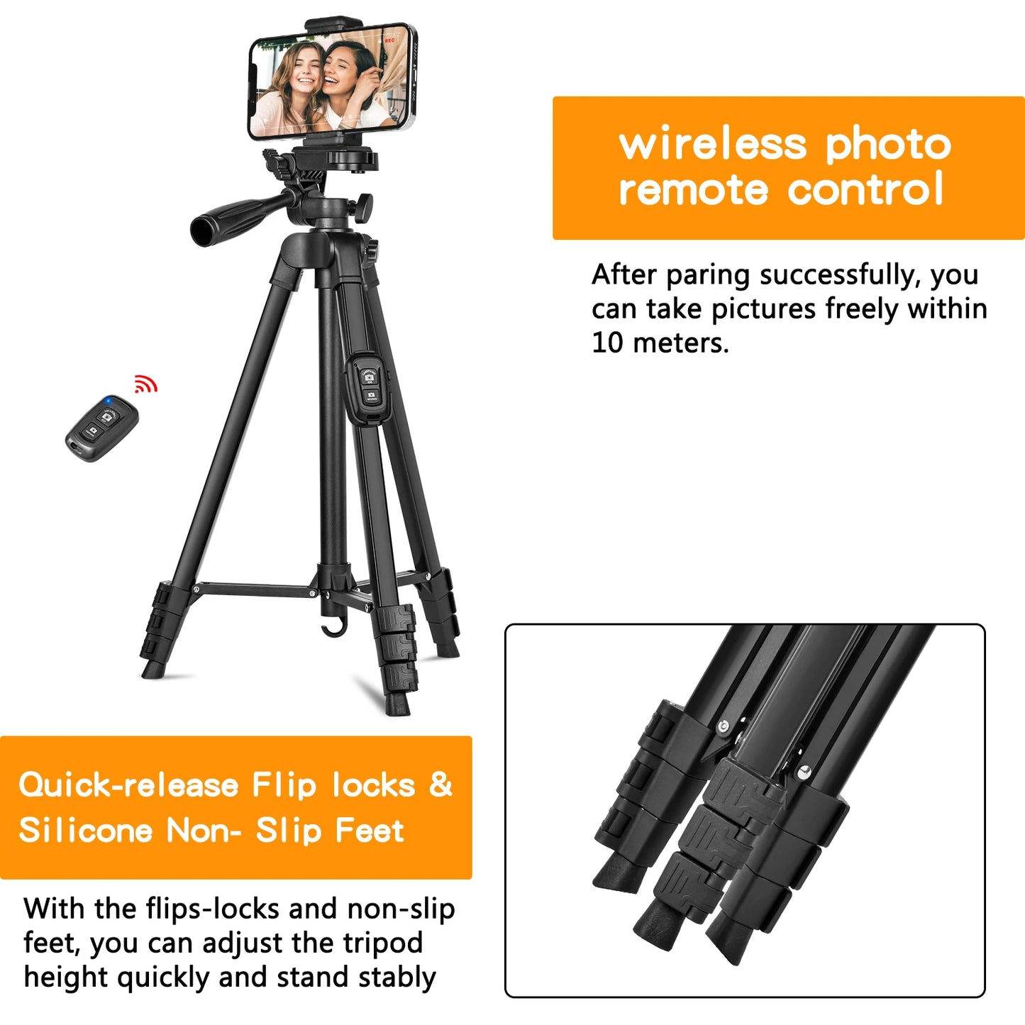 Tripé Profissional de 60" com Bolsa de Viagem e Controle Remoto