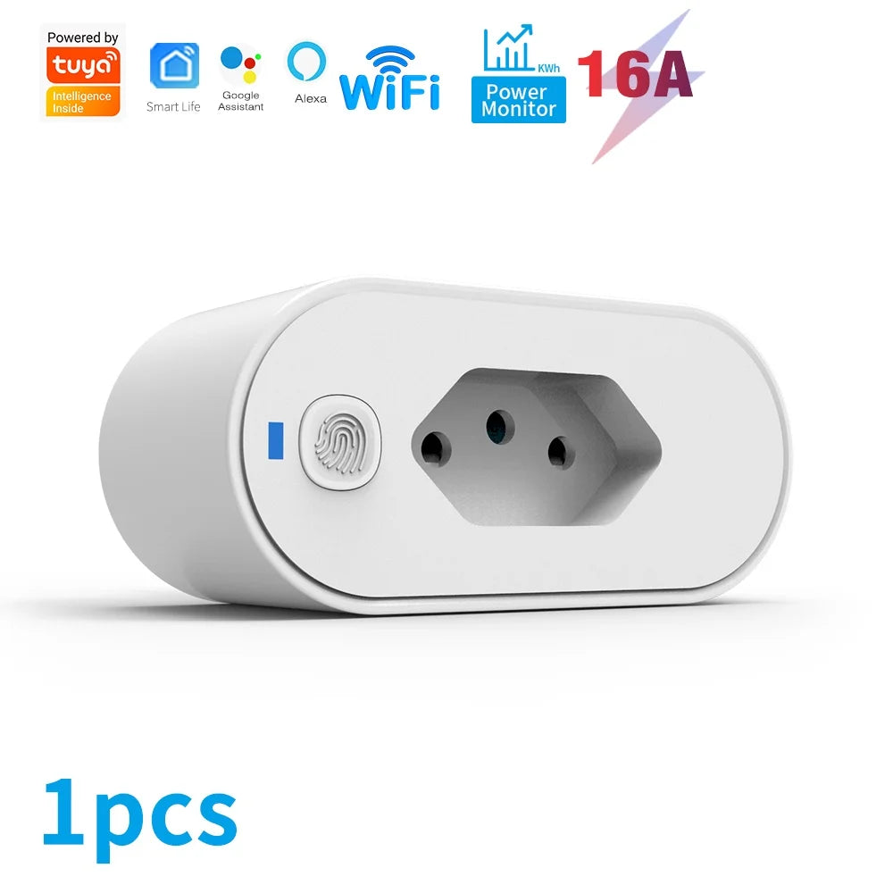 Adaptador de Tomada Inteligente Tuya 16A com Monitoramento de Energia