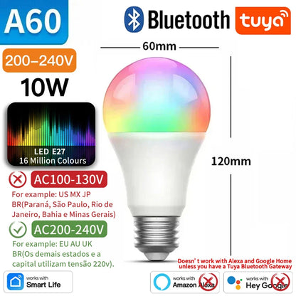 Lâmpada Inteligente TNCE Tuya E27 - Controle Total com Bluetooth, WIFI e Zigbee