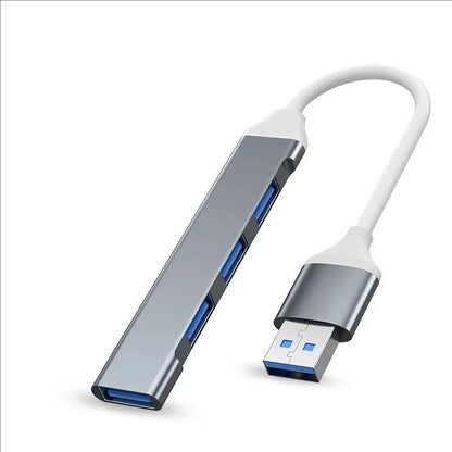 Adaptador USB Type C HUB Mini 4 em 1 - Splitter de Alumínio para Samsung, MacBook e Notebooks