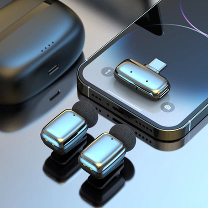 Conjunto de Microfone Lavalier Sem Fio com Estojo de Carregamento - Mini Microfone de Lapela para Gravação de Vídeo e Transmissão Ao Vivo