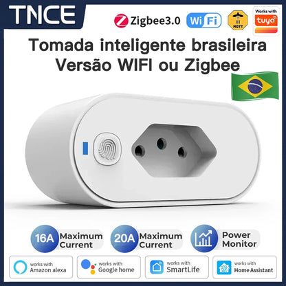 Adaptador TNCE Tuya Brasil 16/20A - Tomada Inteligente com Monitoramento de Energia