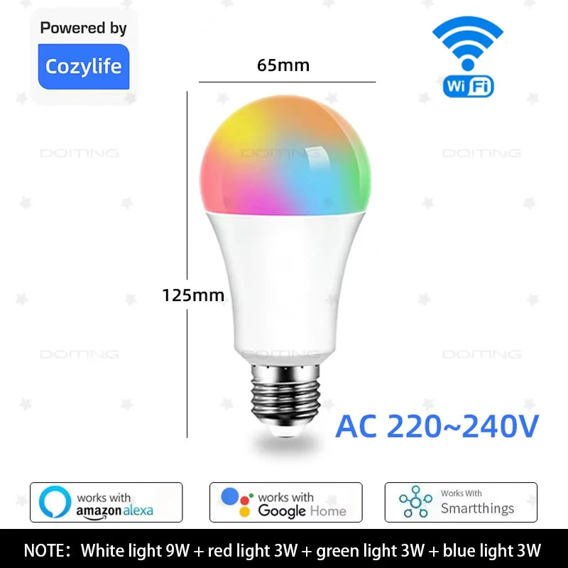 Lâmpada Inteligente WiFi E27 Dimerizável RGBCW 220V