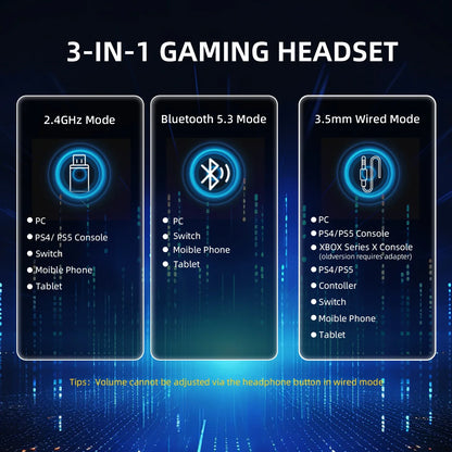 Fone de Ouvido Gamer Wireless Attack Shark L80PRO - Conectividade 2.4G/BT/Com Fio