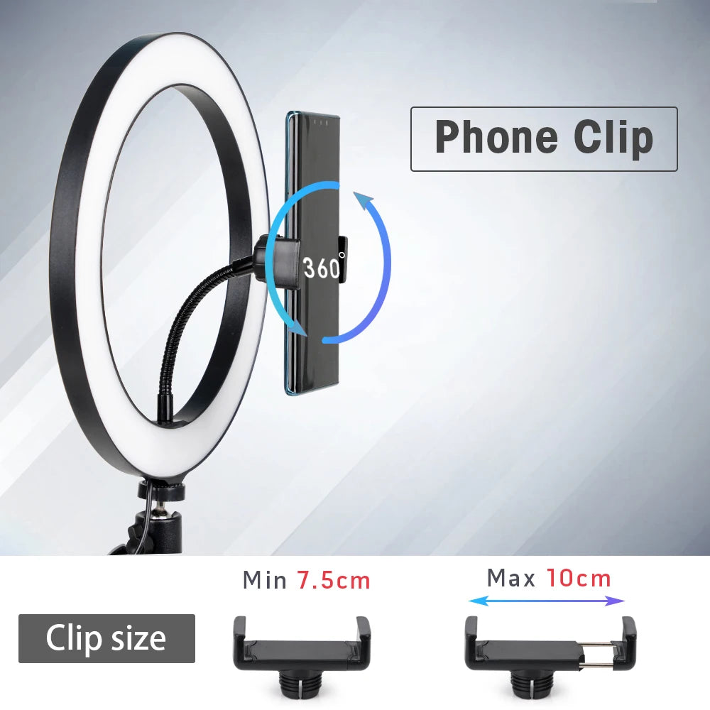 Tripé com Luz de Anel LED para Câmera e Smartphone - Iluminação Perfeita para Suas Fotos e Vídeos