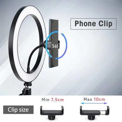 Tripé com Luz de Anel LED para Câmera e Smartphone - Iluminação Perfeita para Suas Fotos e Vídeos