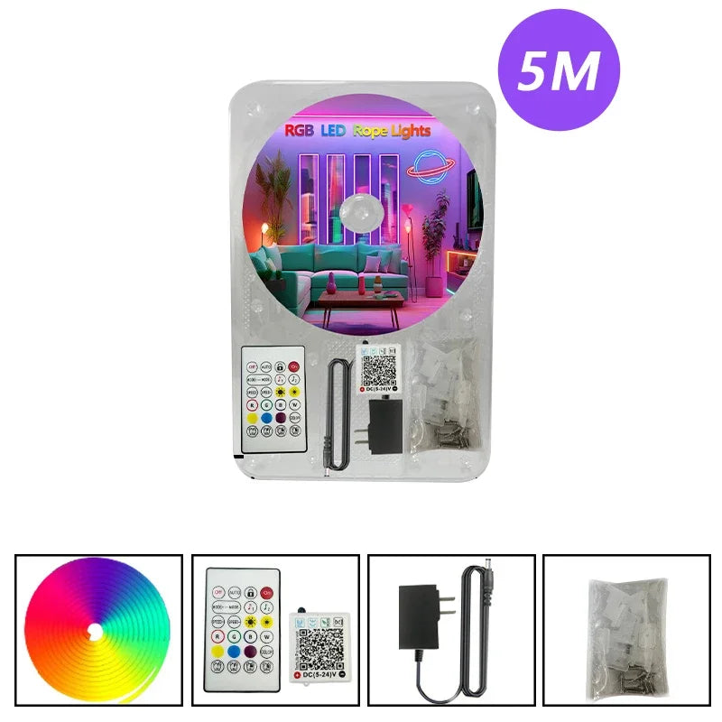 Fita de LED Neon RGB à Prova D'Água 30M DC24V com Sincronização Musical e Controle por App/Controle Remoto