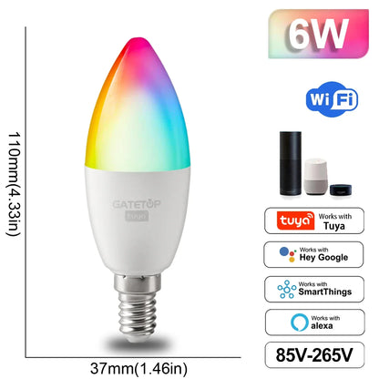 Lâmpada Inteligente RGB Dimmable Tuya - Conectividade Wi-Fi e Compatível com Alexa e Google Home