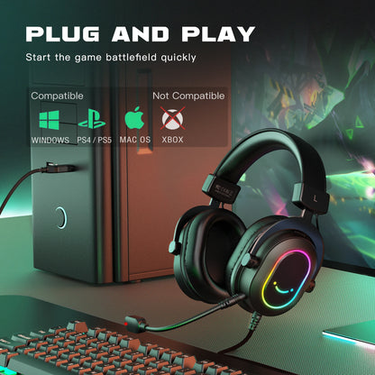 Headset Gamer FIFINE USB com Som Surround 7.1 e Controle de Linha