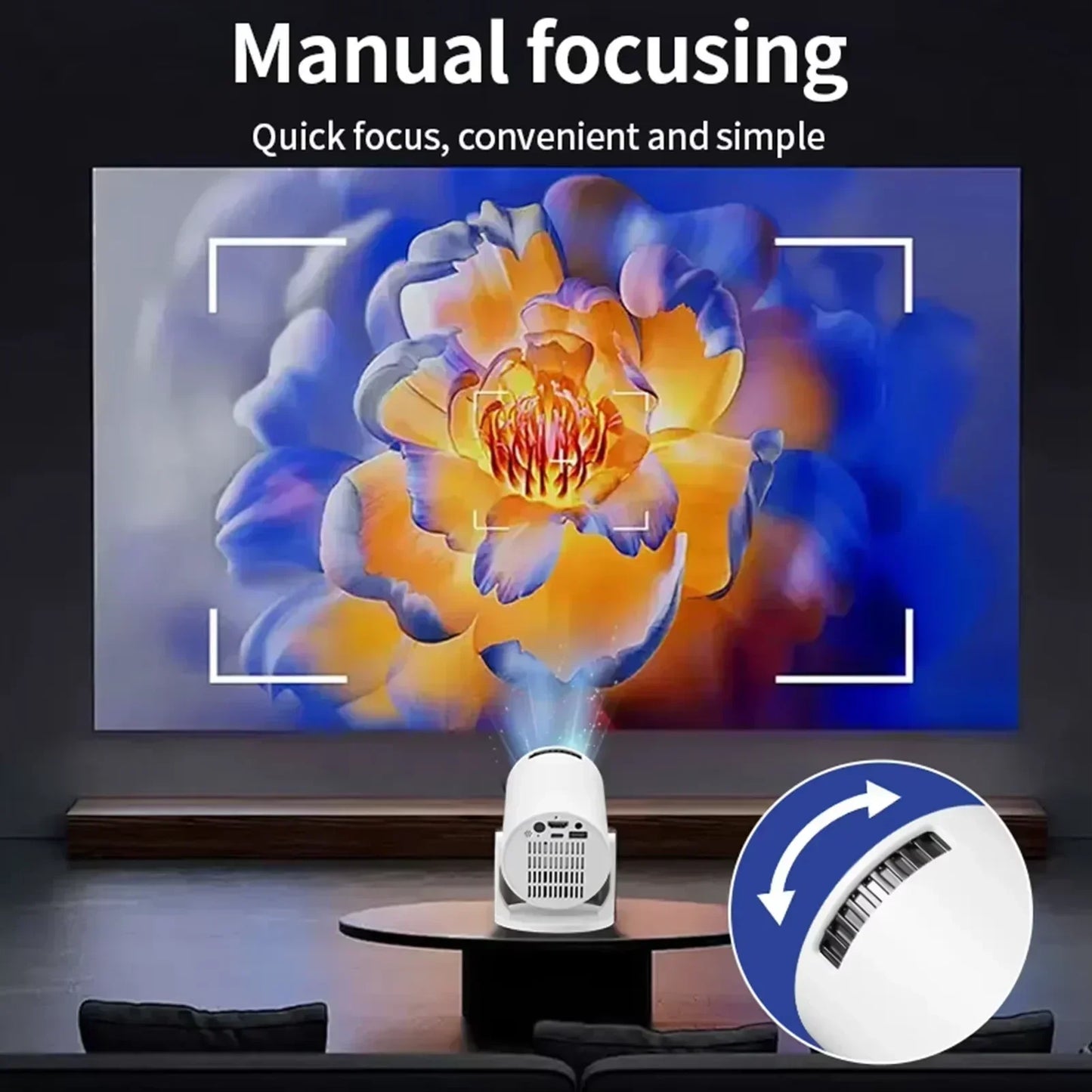 Projetor Portátil 4K Ultra HD 2025 HY300 - Android 11 e Bluetooth 5.4