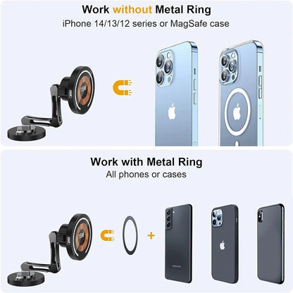 Carregador Sem Fio Magnético 15W com Suporte Dobrável e Rotação 360° para iPhone e Samsung