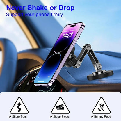 Carregador Sem Fio Magnético 15W com Suporte Dobrável e Rotação 360° para iPhone e Samsung