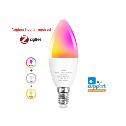 Lâmpada Inteligente Ewelink E14 Wifi Zigbee RGBCW - Compatível com Alexa, Google Home e SmartThings