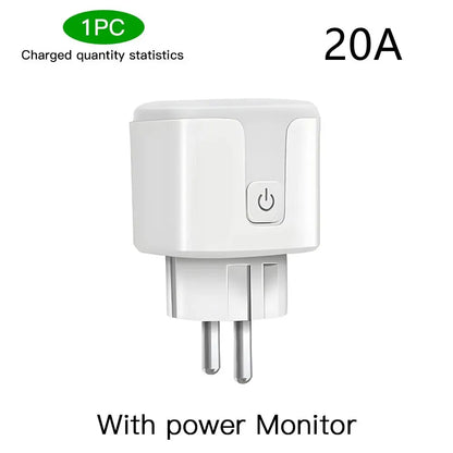 Tomada Inteligente Wi-Fi TUYA 16A/20A com Monitoramento de Energia e Controle por Voz