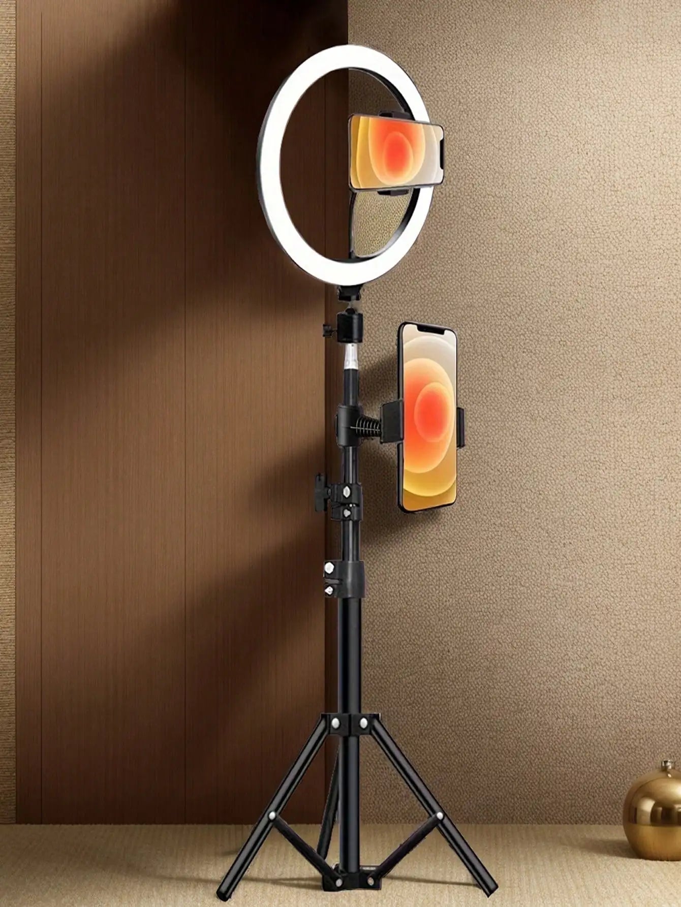 Tripé de 110cm com O-clip e Luz de Anel para Streaming de 10 Polegadas