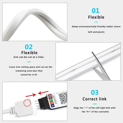 Fita LED Neon RGB à Prova d'Água - 1/2/3/5M com Controle Remoto Tuya