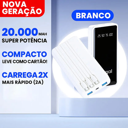 Power Bank 20000mAh com Lanterna Portátil - Design Favos de Mel