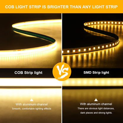 Fita de LED COB 24V com Controle WiFi Tuya - 3M, 5M e 10M