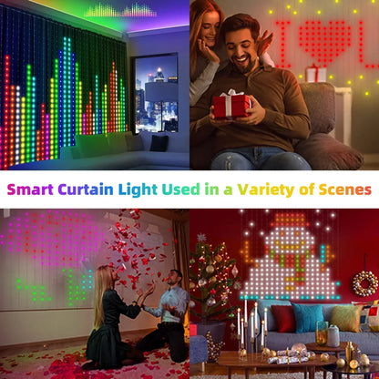 Luzes de Cortina Inteligentes 400 LEDs com Controle via App Bluetooth