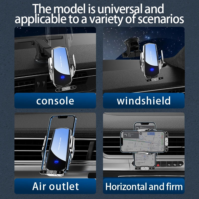 Carregador Sem Fio 15W para Carro - Suporte Magnético 3 em 1 para iPhone e Samsung