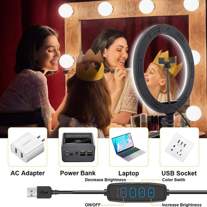 Ring Light LED Dimmable 26CM com Tripé - Iluminação Perfeita para Seus Vídeos