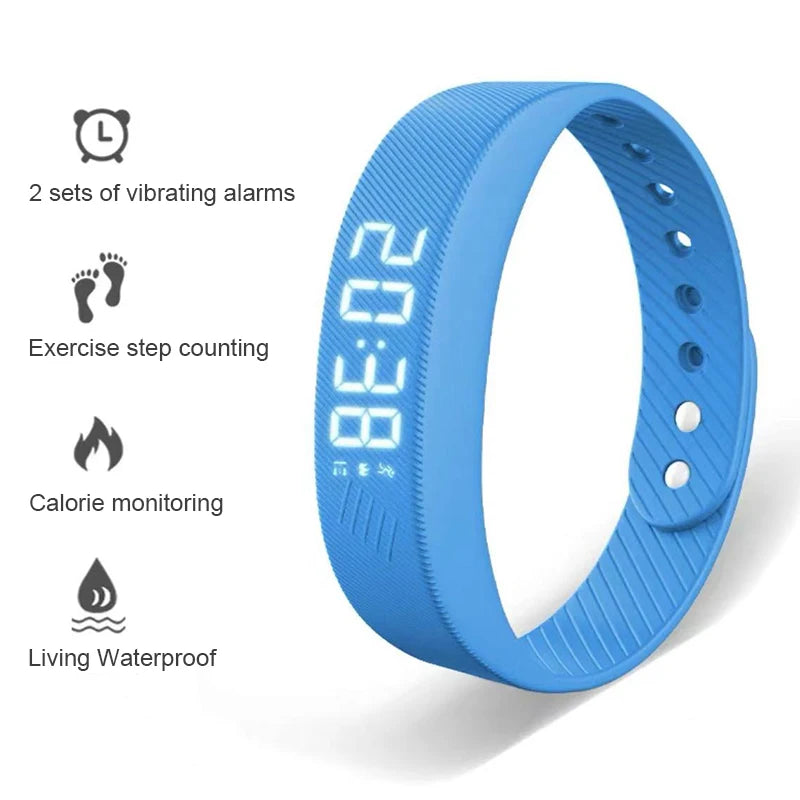 Pulseira Inteligente LED Digital à Prova D'Água com Monitor de Corrida e Alarme Vibratório