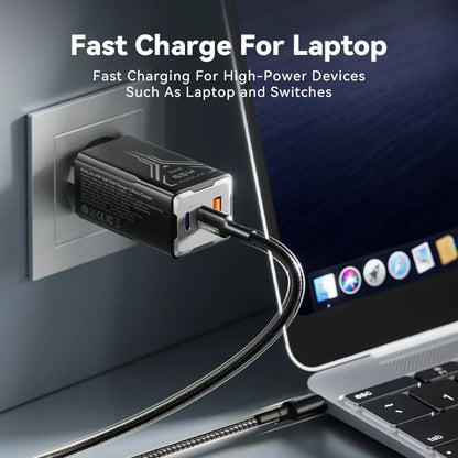 Carregador KUULAA 65W GaN - Carregamento Rápido 4.0 e 3.0 para iPhone 15, 14, 13 Pro Max e Laptops