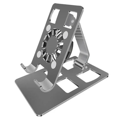 Suporte Universal de Metal para Celular com Ventiladores de Resfriamento - Mini Suporte Ajustável 360°
