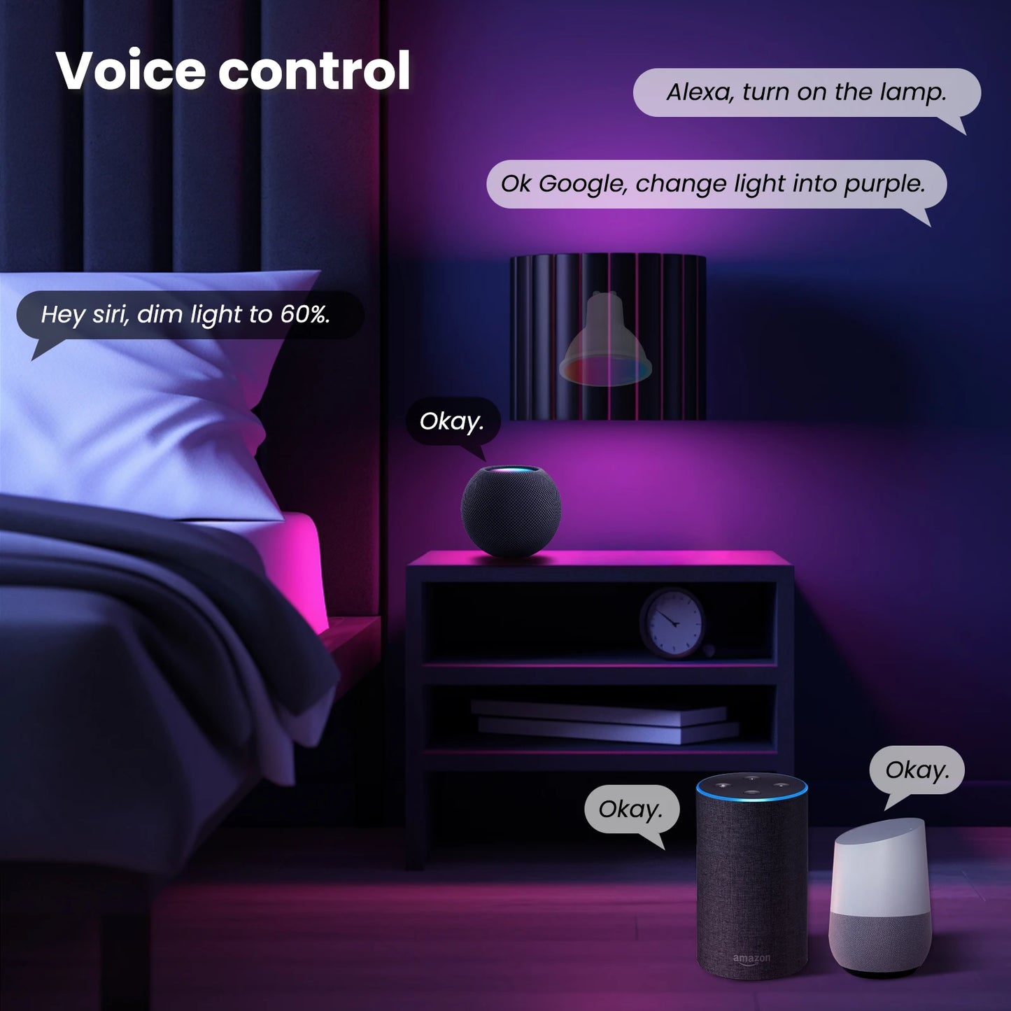 Lâmpada Inteligente MOES Tuya Matter GU10 - Controle por Voz e 16 Milhões de Cores