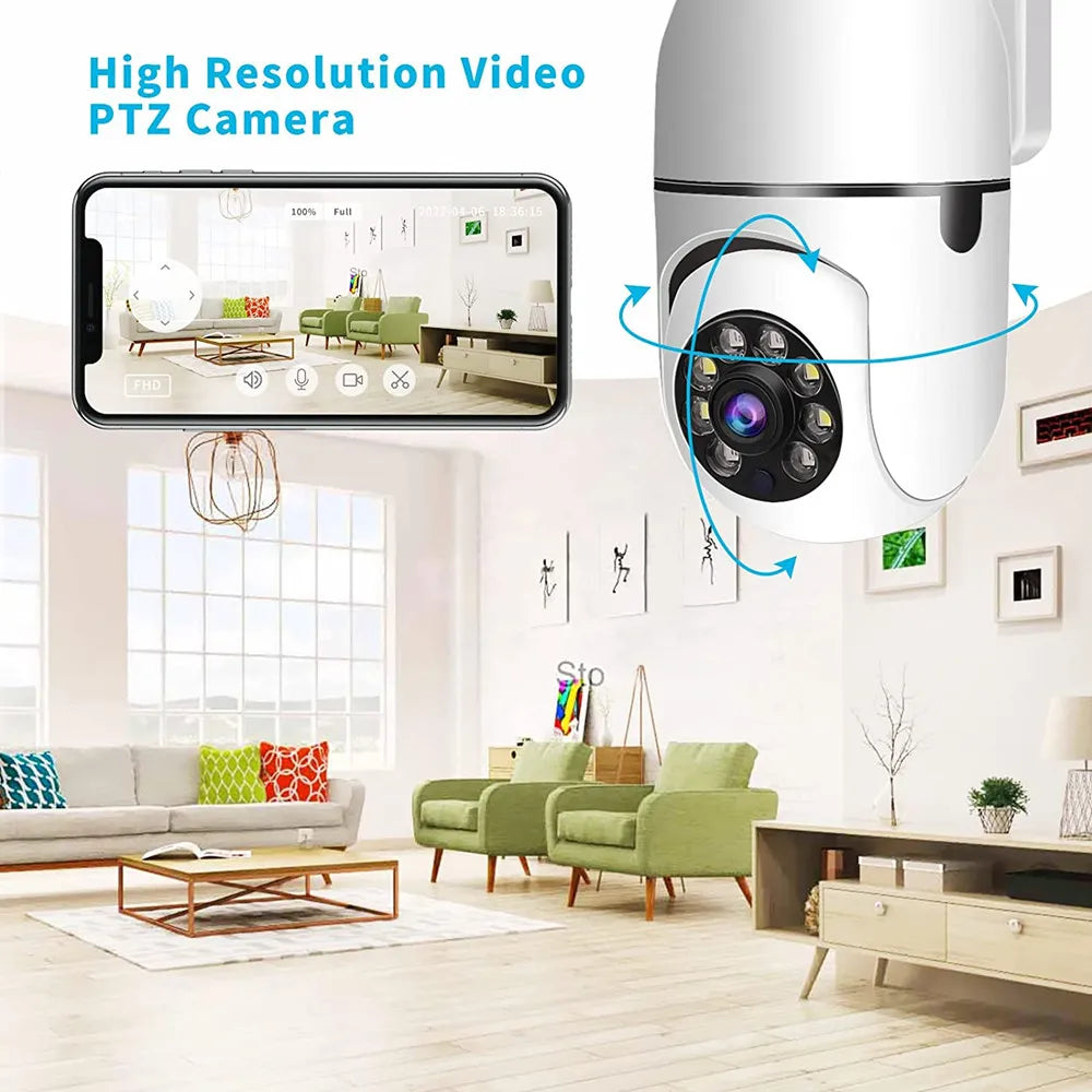 Câmera IP Tuya WiFi 1080P HD com Áudio Bidirecional e Visão Noturna