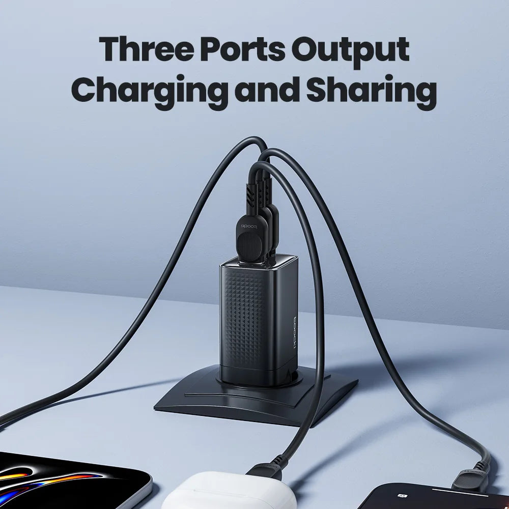 Carregador Toocki GaN 65W USB Type C - Carregamento Rápido para iPhone e Samsung